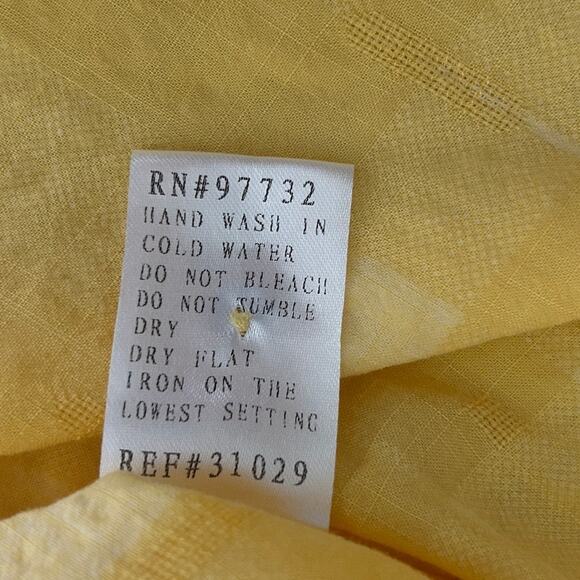 Lior Paris Women Top L Yellow Check Button Up Preppy Coastal Beach Office Travel - Picture 6 of 7